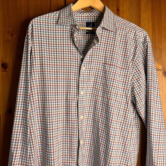 Johnnie-O Shelby Prep-Formance Button Up Shirt Check Plaid Mens XL Professional - Picture 3 of 9